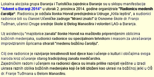 Članak na web-portalu Radija Baranja