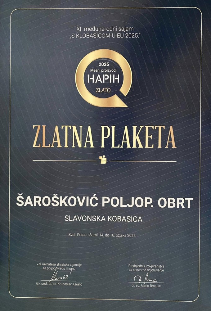 Zlatna plaketa za 'slavonsku kobasicu'